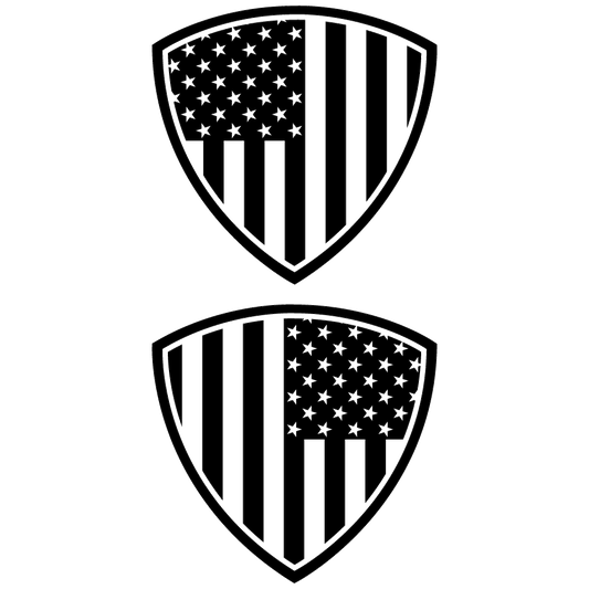 American Flag Shield Decal 5" x 5" Set of 2, click to see available colors.